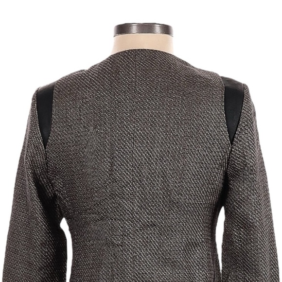 The Limited Blazer Jacket Women Size XS Brown Tweed Faux Leather Neutral - Picture 4 of 10